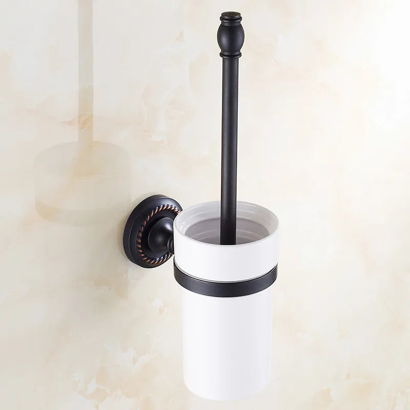 Afralia™ Ceramic Toilet Brush Holder Antique Brass Home Bathroom Accessory Wall Decor