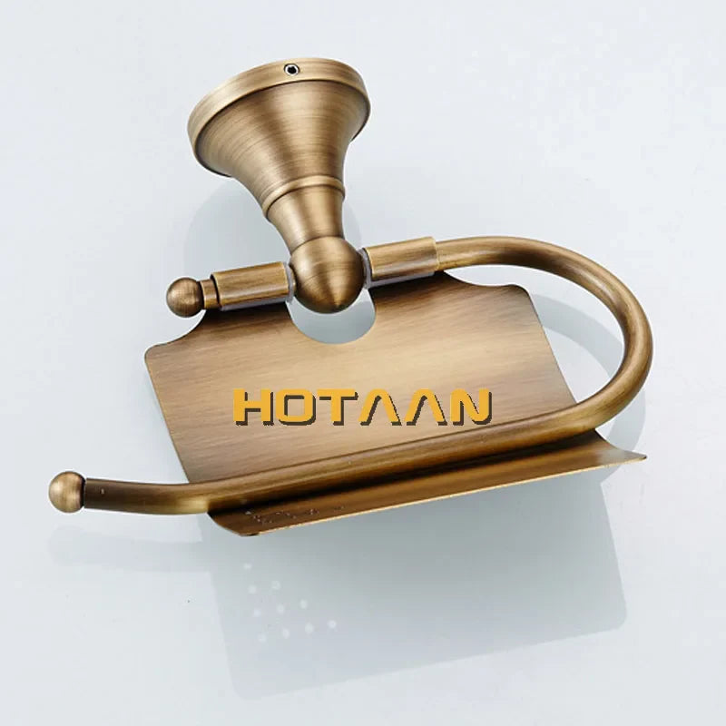 Afralia™ Brass Finish Solid Brass Toilet Paper Holder Bathroom Accessory