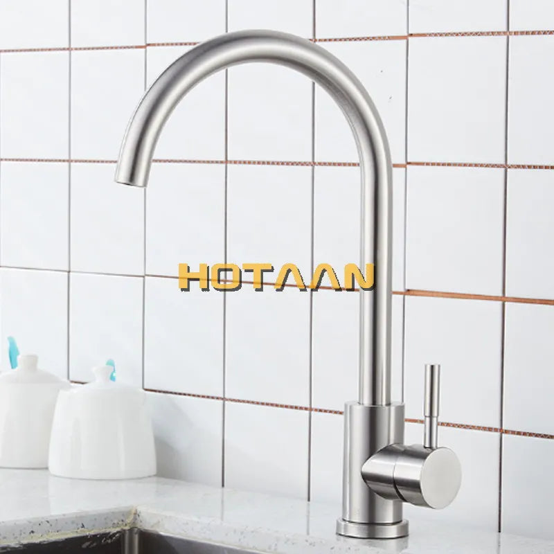 Afralia™ Brushed Nickel Stainless Steel Kitchen Faucet with Single Handle and Single Hole