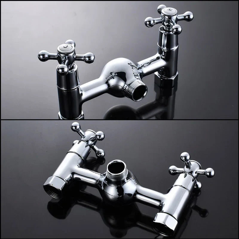 Afralia™ Dual Handle Chrome Brass Shower Mixer System with 8" Rainfall Shower Head