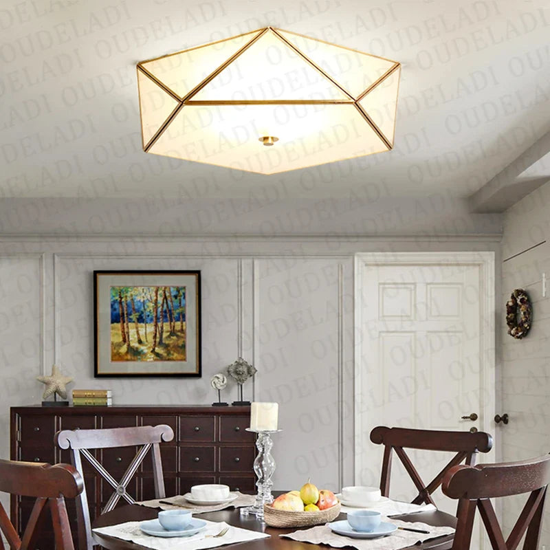 Afralia™ Copper Frosted Glass Ceiling Light for Foyer, Restaurant, Living Room, Bedroom, Study, and Loft.