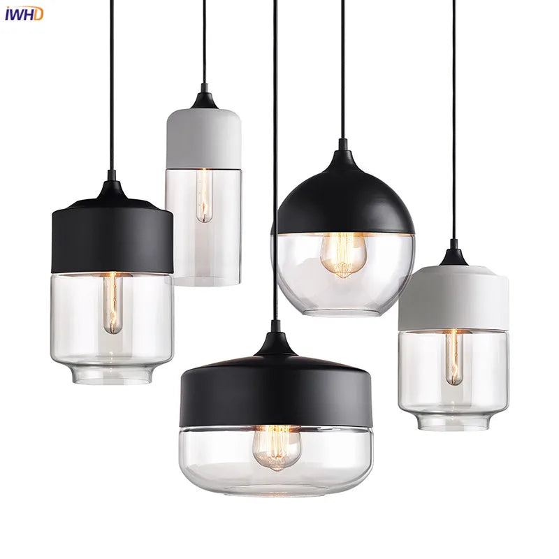 Afralia™ Glass Nordic Pendant Lamp for Dining Room, Bar, Cafe, Loft - LED Industrial Lighting