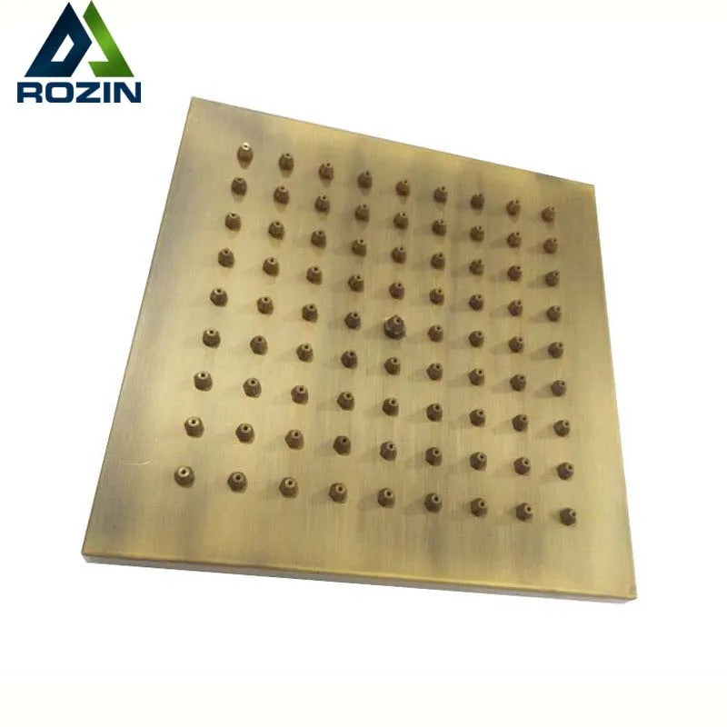Afralia™ Antique Brass 8-inch Square Rainfall Shower Head - Premium Brass Top