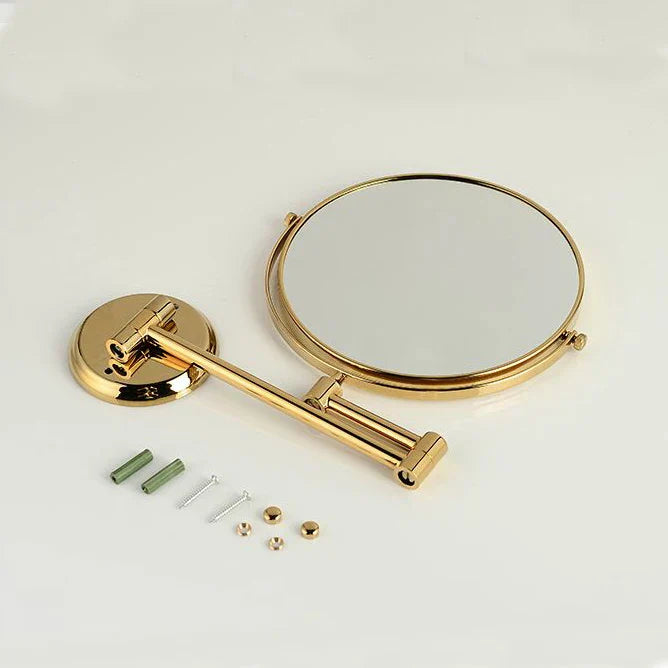 Afralia™ 8" Round Brass Dual Makeup Mirror with 3X Magnification