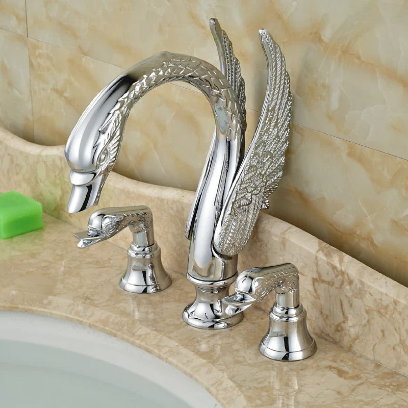 Afralia™ Swan Shape Chrome Basin Sink Faucet Washbasin Mixer Taps