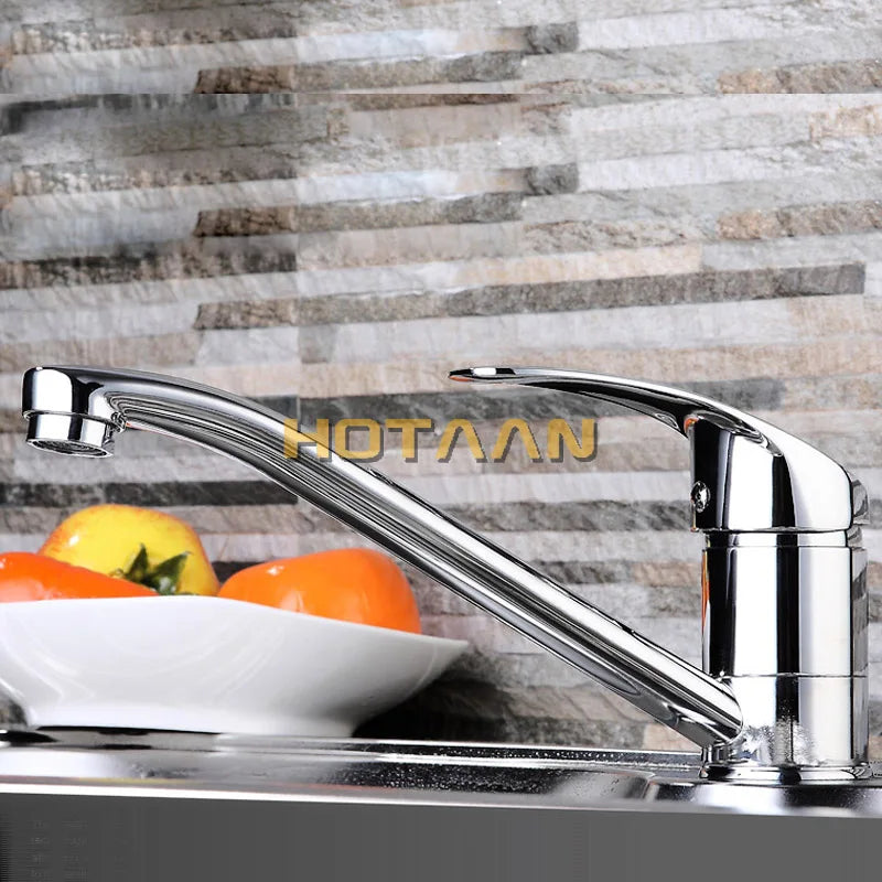 Afralia™ Modern Kitchen Sink Faucet Mixer | Cold Hot Water Tap | 360° Rotate Chrome