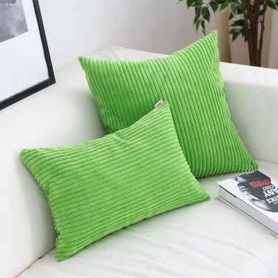 Afralia™ Velvet Cushion Cover Flocking Stripe Yellow Gray Pillow Case 45x45cm/60x60cm