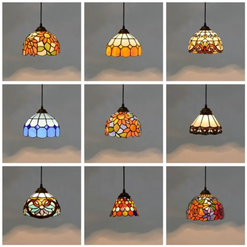 Afralia™ Mediterranean Mosaic Glass LED Pendant Light for Dining Room and Bar