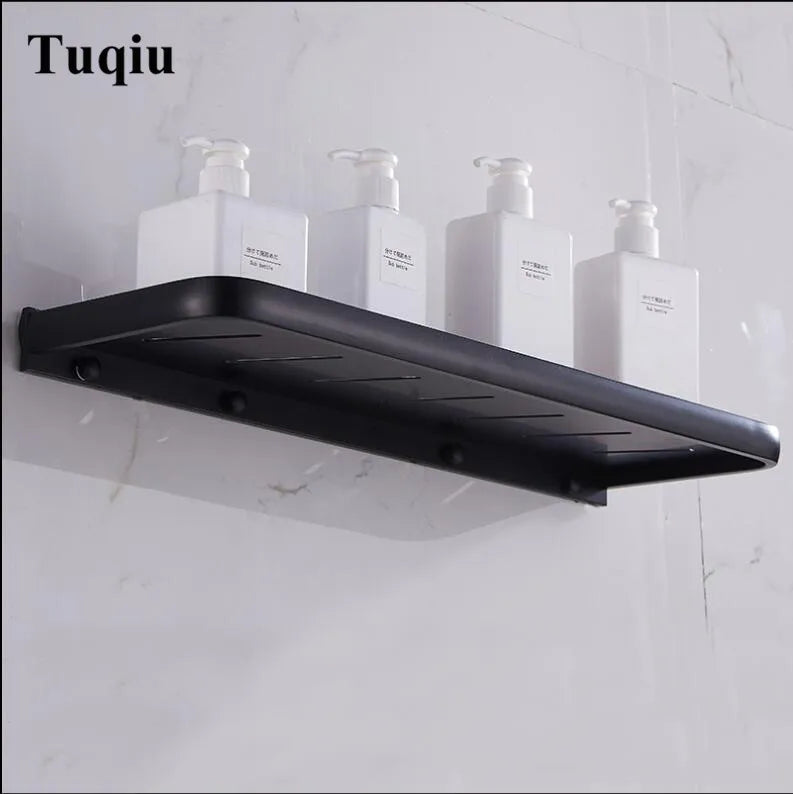 Black Bathroom Set: Afralia™ Space Aluminum Hardware Towel Rack, Paper Holder, Toilet Brush, Robe Hooks