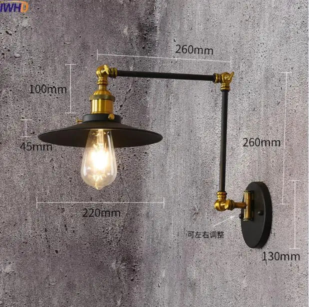 Afralia™ Retro Swing Arm LED Wall Sconce Light Industrial Loft Style Luminaire