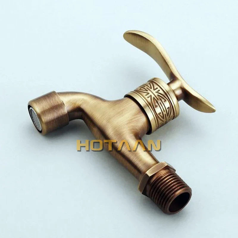 Afralia™ Antique Brass Wall Mount Bathroom Faucet