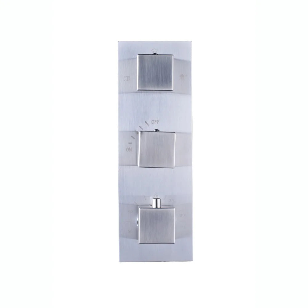 Afralia™ Brushed Nickel Thermostatic Mixer Valve for Three Handle Shower Control