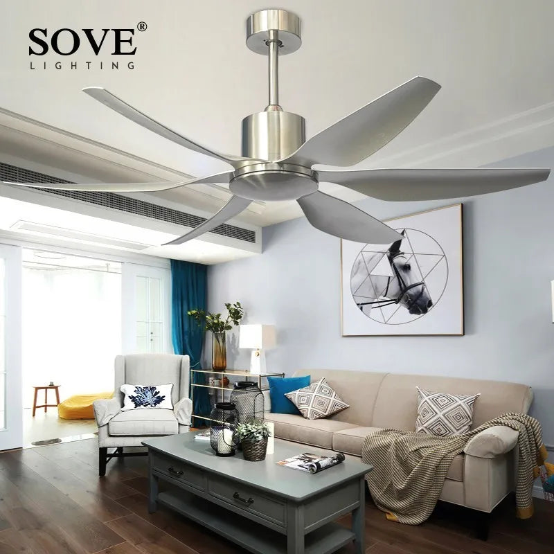 Afralia™ 66" Modern LED Brown Ceiling Fan with Remote Control for Living Room