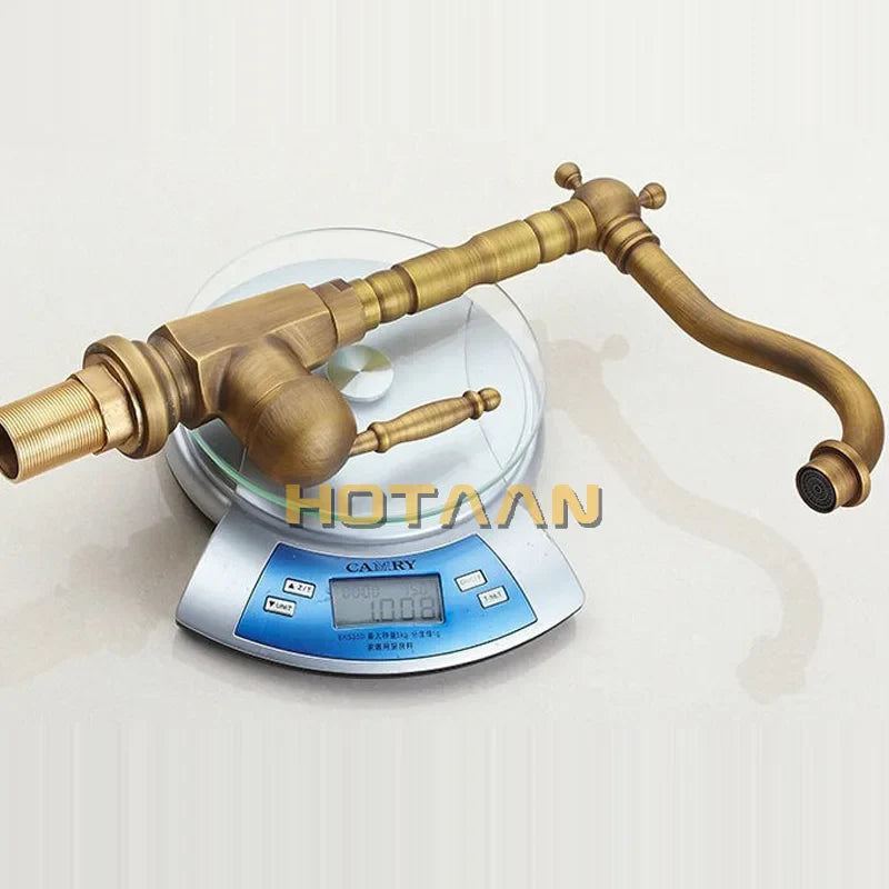 Afralia™ Antique Brass Kitchen Faucet 360° Swivel Basin Sink Mixer Tap YT-6025