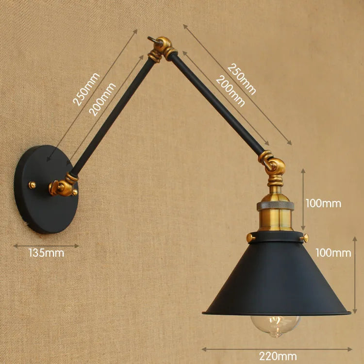 Afralia™ Swing Arm Wall Light Gold Copper Vintage Sconce Edison Loft Wall Lamp