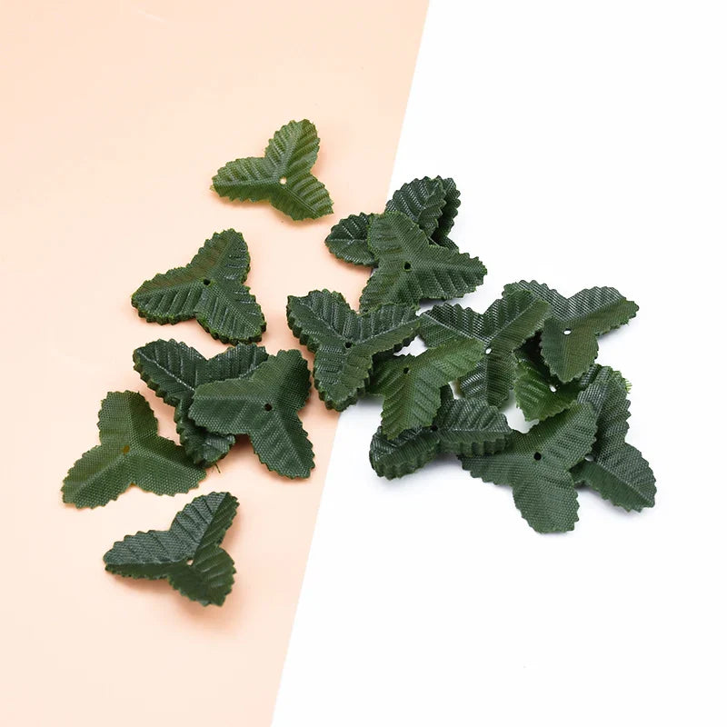 Afralia™ Fake Leaves Christmas Decor for Home Wedding DIY Gifts Box Silk Green Leaf