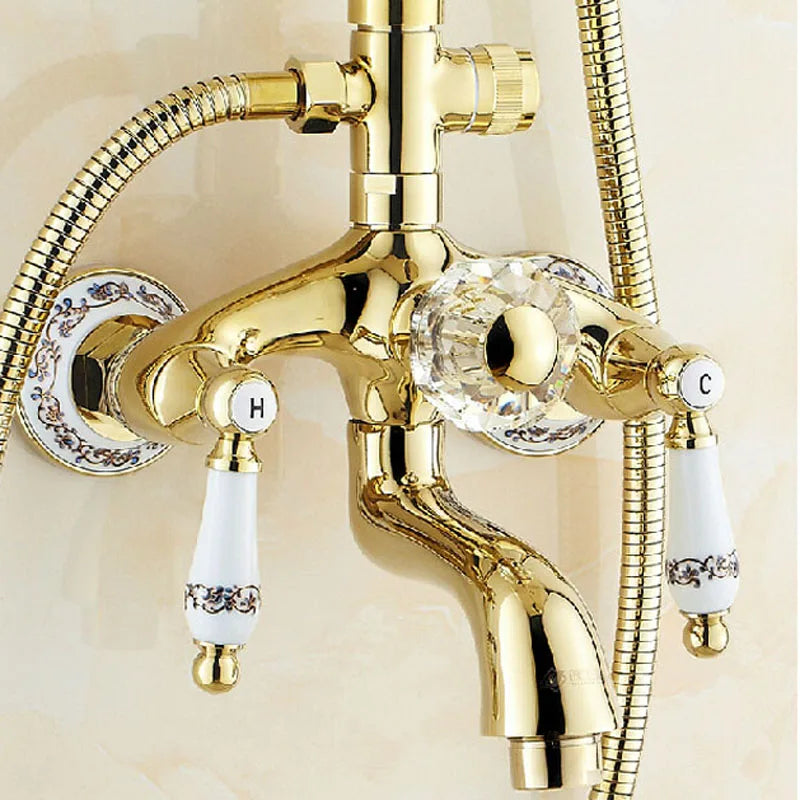 Afralia™ 8" Rainfall Shower Tub Faucet Set with Rotate Spout and Two Handles