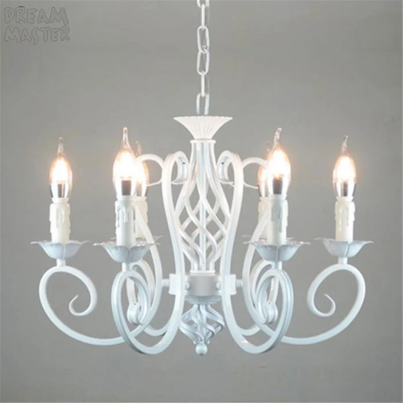 Afralia™ White Nordic Chandelier Wrought Iron Lustre Lamp for Living Room Bedroom Lighting