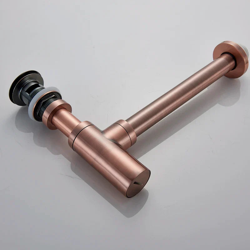 Afralia™ Bronze Round Siphon Bottle Trap Black P-TRAP for Bathroom Vanity Basin