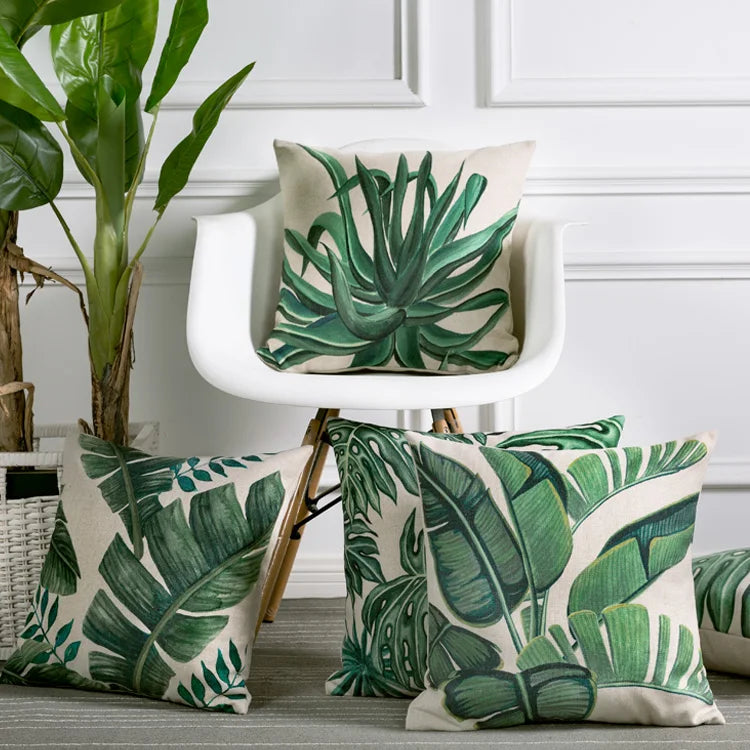 Afralia™ Tropical Palm Leaf Decorative Cushion Cover 45x45cm