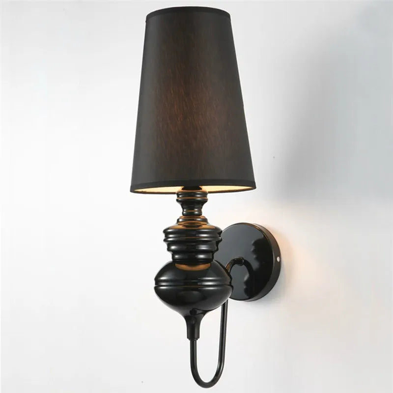 Afralia™ Modern Cloth Shade Wall Lamps in Glod Silver Black White for Home Living Room