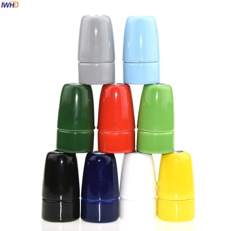 Afralia™ Ceramic E14 Socket Bulb Holder Table Pendant Light Fitting-Lamp Holder Base