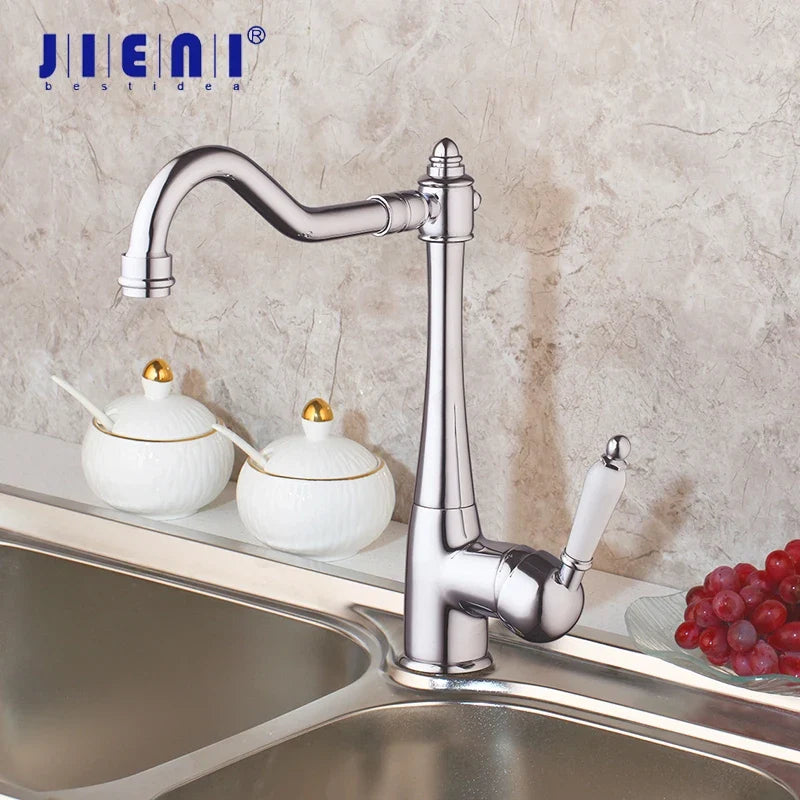 Afralia™ Swivel Kitchen Sink Faucet Chrome Polished Mixer Tap with Extendable Spout