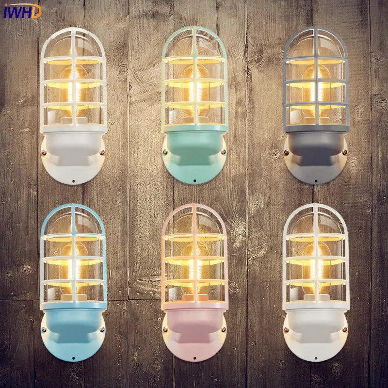 Afralia™ Nordic LED Outdoor Wall Light Glass Shade Courtyard Porch Lamp