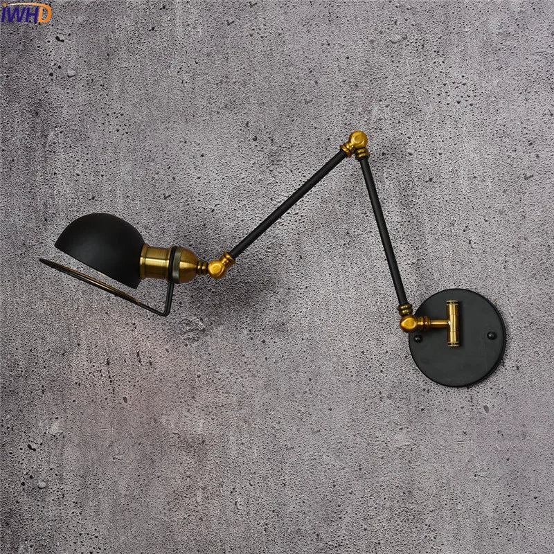 Afralia™ Retro Swing Arm LED Wall Sconce Light Industrial Loft Style Luminaire