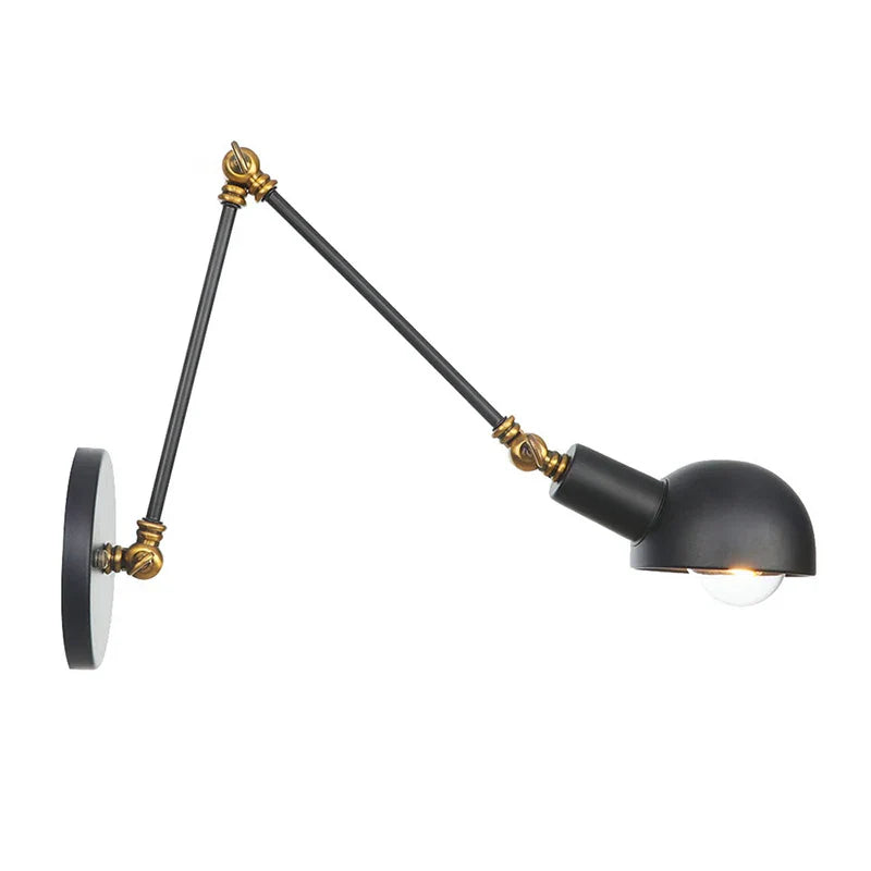 Afralia™ Retro Wall Sconce Swinging Arm Lamp Black White Brass Study Living Room