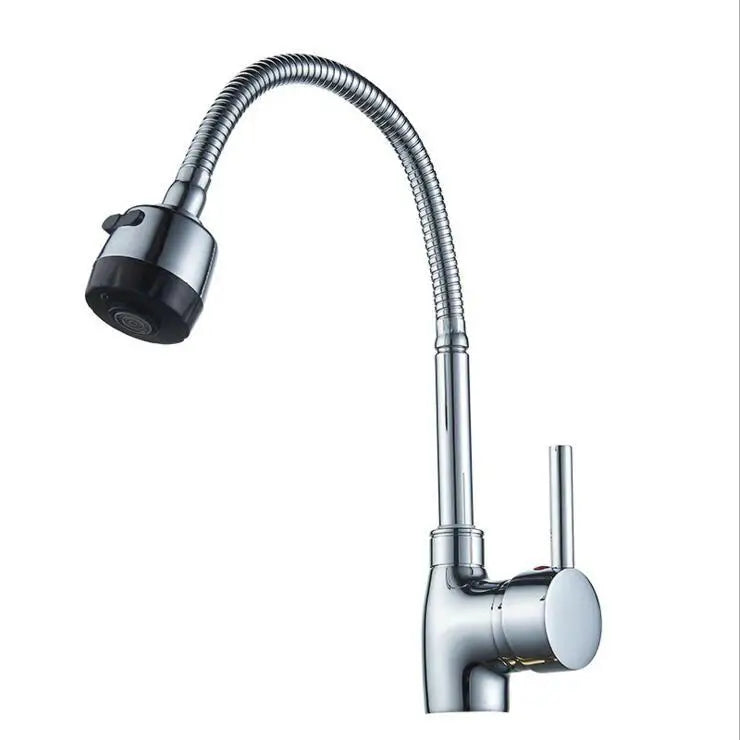 Afralia™ Swivel Pull Out Brass Kitchen Faucet with Gooseneck Sink Mixer Tap