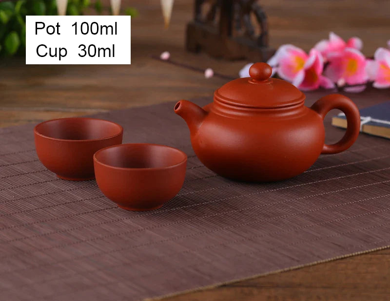 Afralia™ Yixing Purple Clay Tea Set: Pot, 2 Cups, XiShi Pot Tea Ceremony, Ceramic Teacup