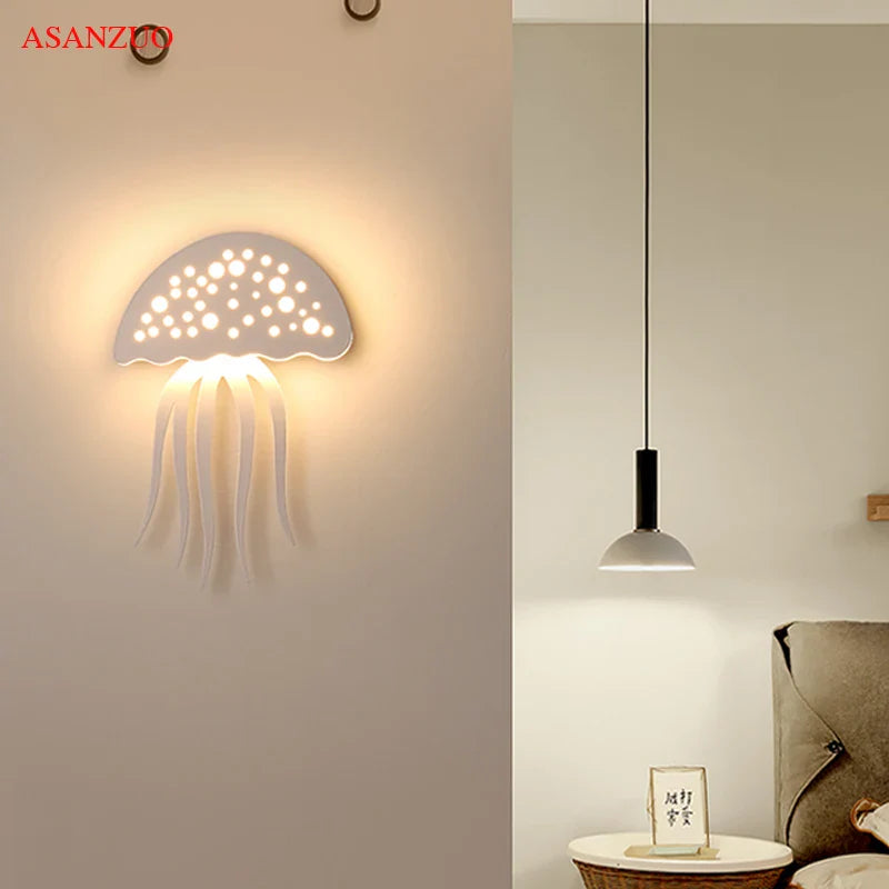 Afralia™ LED Jellyfish Wall Sconce Light for Modern Indoor Living Room Bedroom Stair Lamp