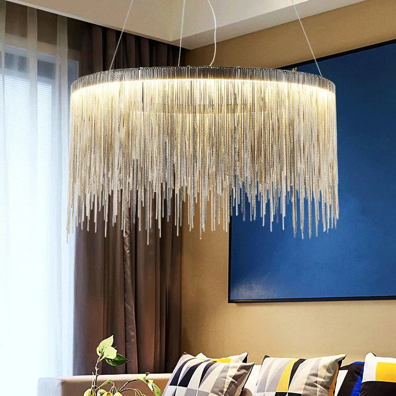 Afralia™ Modern Villa Art Chain Chandelier for Bedroom, Living Room, Restaurant