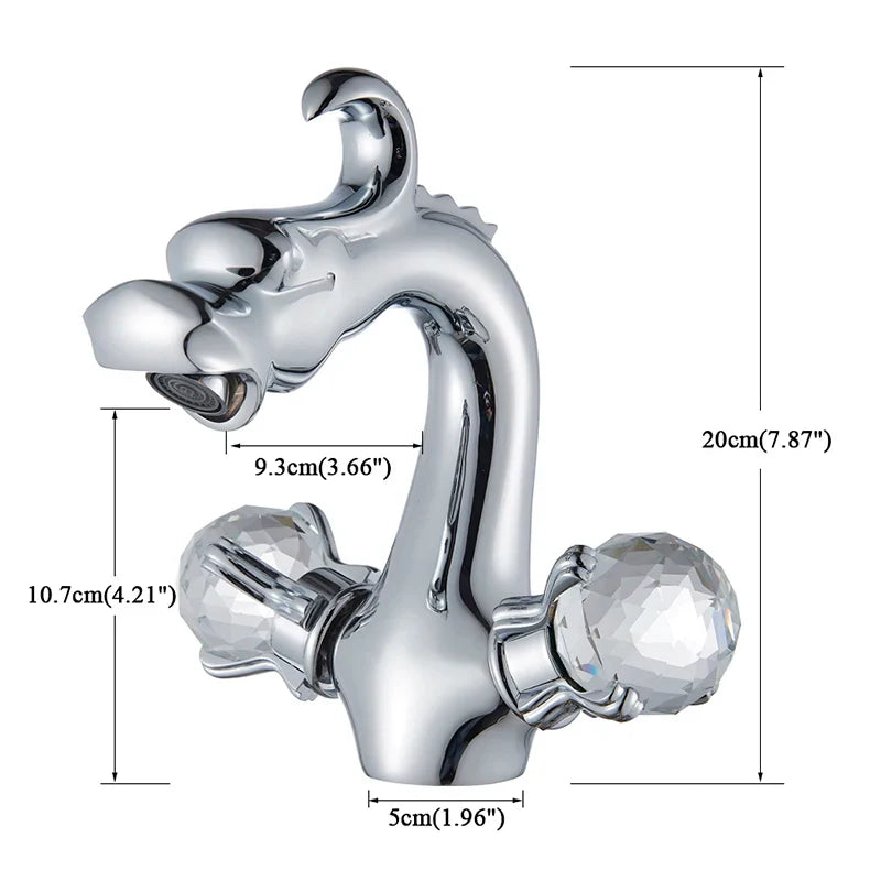 Afralia™ Dragon Style Bathroom Basin Faucet with Hot Cold Water Mixer Tap