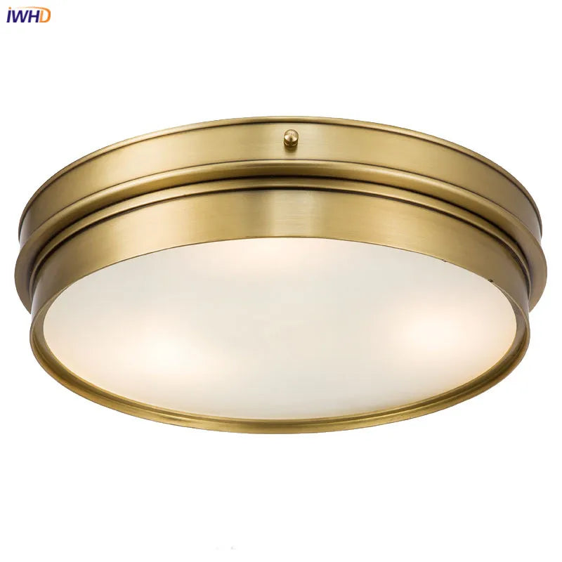 Afralia™ Vintage Glass Copper Ceiling Lights LED Fixtures for Living Room Bedroom Kitchen