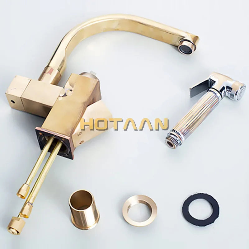 Afralia™ Chrome Plated Dual Sprayer Kitchen Faucet with Hot/Cold Mixer