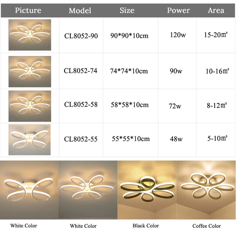 Afralia™ LED Ceiling Lights for Home Decor, White/Black Body, Living Room Bedroom Fixture