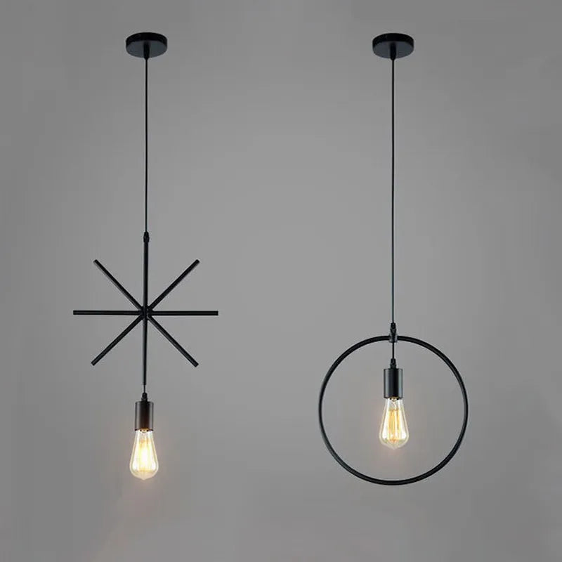 Afralia™ Geometric Metal Wire Pendant Lamps for Kitchen and Bar Lighting