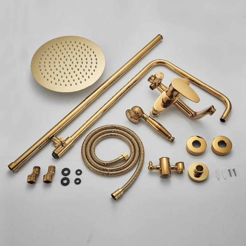 Afralia™ Dual Handle Brass Bathtub Shower Faucet Set with 8" Rainfall Shower Head