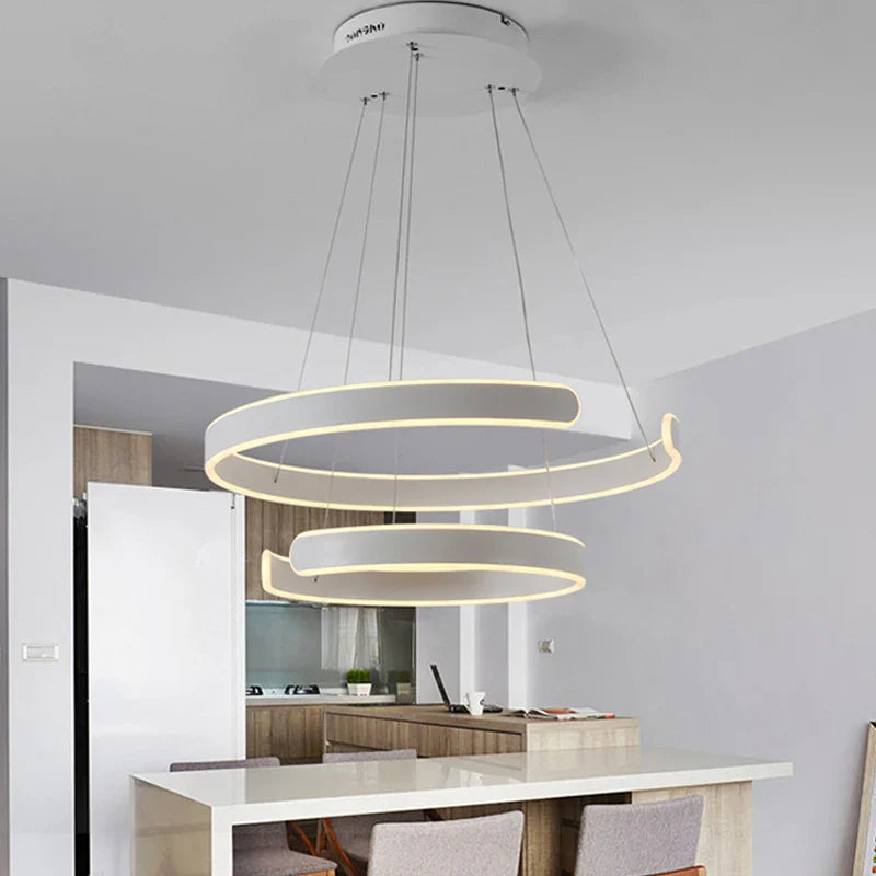 Afralia™ Geometry Circle Rings LED Pendant Light for Living Room Dining Room