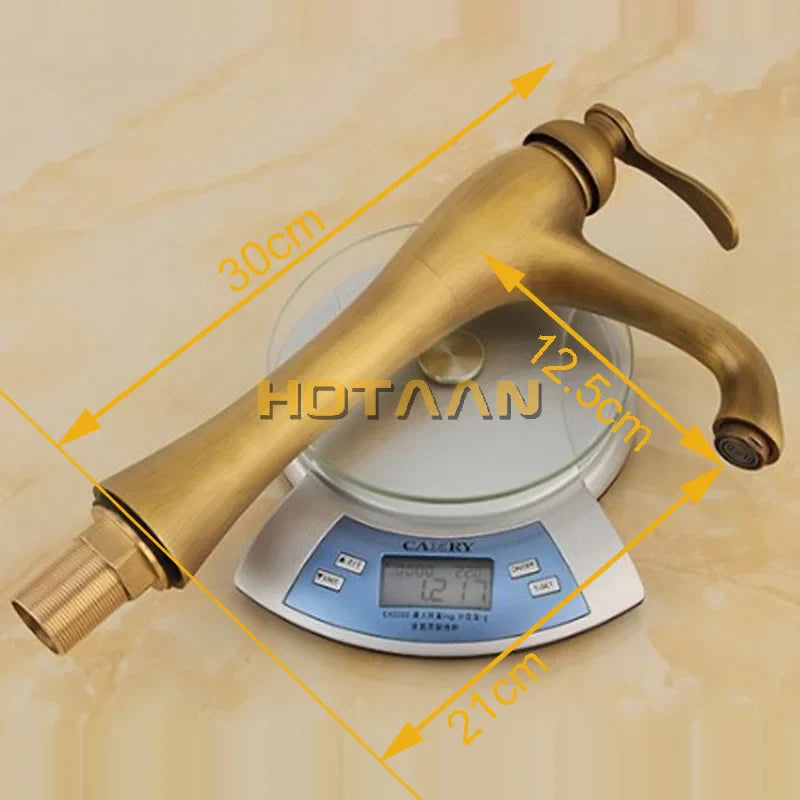 Afralia™ Antique Brass Waterfall Basin Faucet Sink Mixer Tap - YT-5053