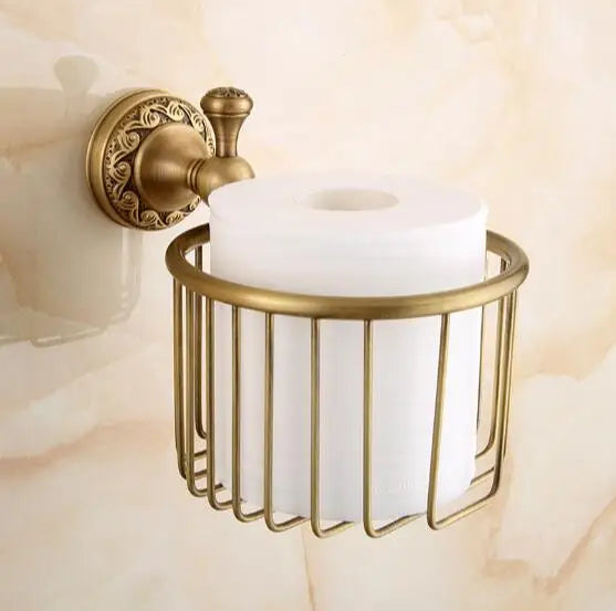 Afralia™ Carved Antique Bronze Brass Bathroom Accessories Set with Solid Bath Hardware