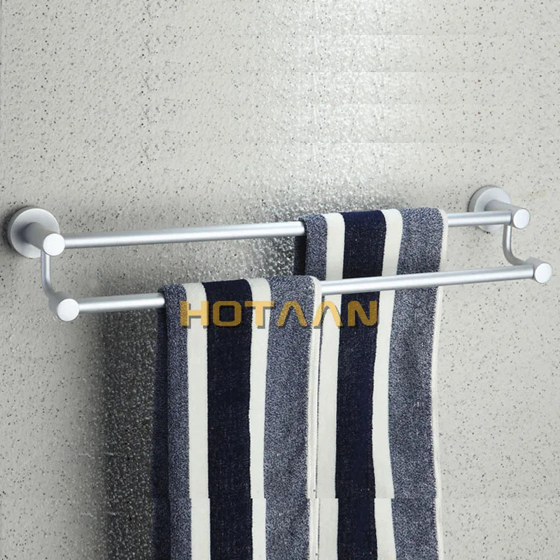 Afralia™ Double Towel Bar: High Quality Aluminium Round Towel Holder for Bathroom