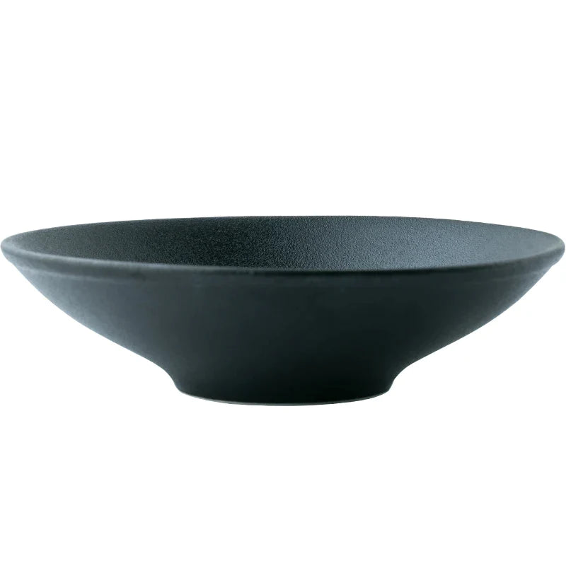 Afralia™ Matte Black Ceramic Ramen Bowl - European Style Deep Plate for Noodles