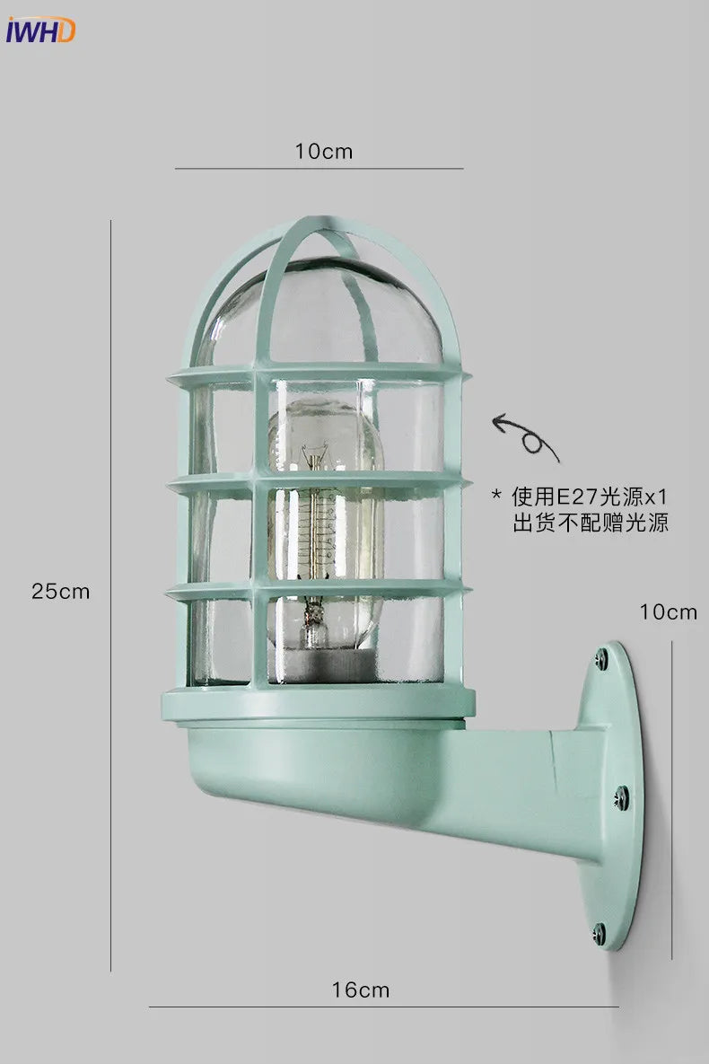 Afralia™ Nordic LED Outdoor Wall Light Glass Shade Courtyard Porch Lamp