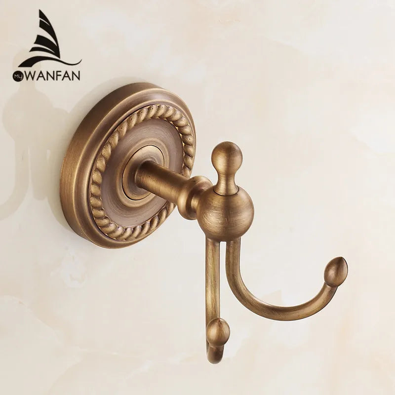 Afralia™ Antique Brass Robe Hook Coat Towel Hanger Wall Bathroom Accessories