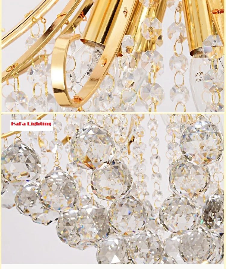 Afralia™ Crystal Chandelier: Modern Silver/Gold Lustre De Cristal Pendant Light for Living Room