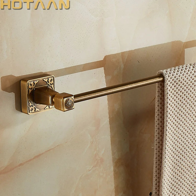 Afralia™ Antique Brass Single Towel Bar, Wall Mounted Bathroom Accessories