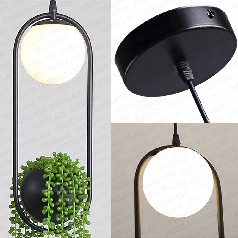 Afralia™ Black Flower Pot Pendant Lights for Home Decor, Dining, Bar & Restaurant Lighting